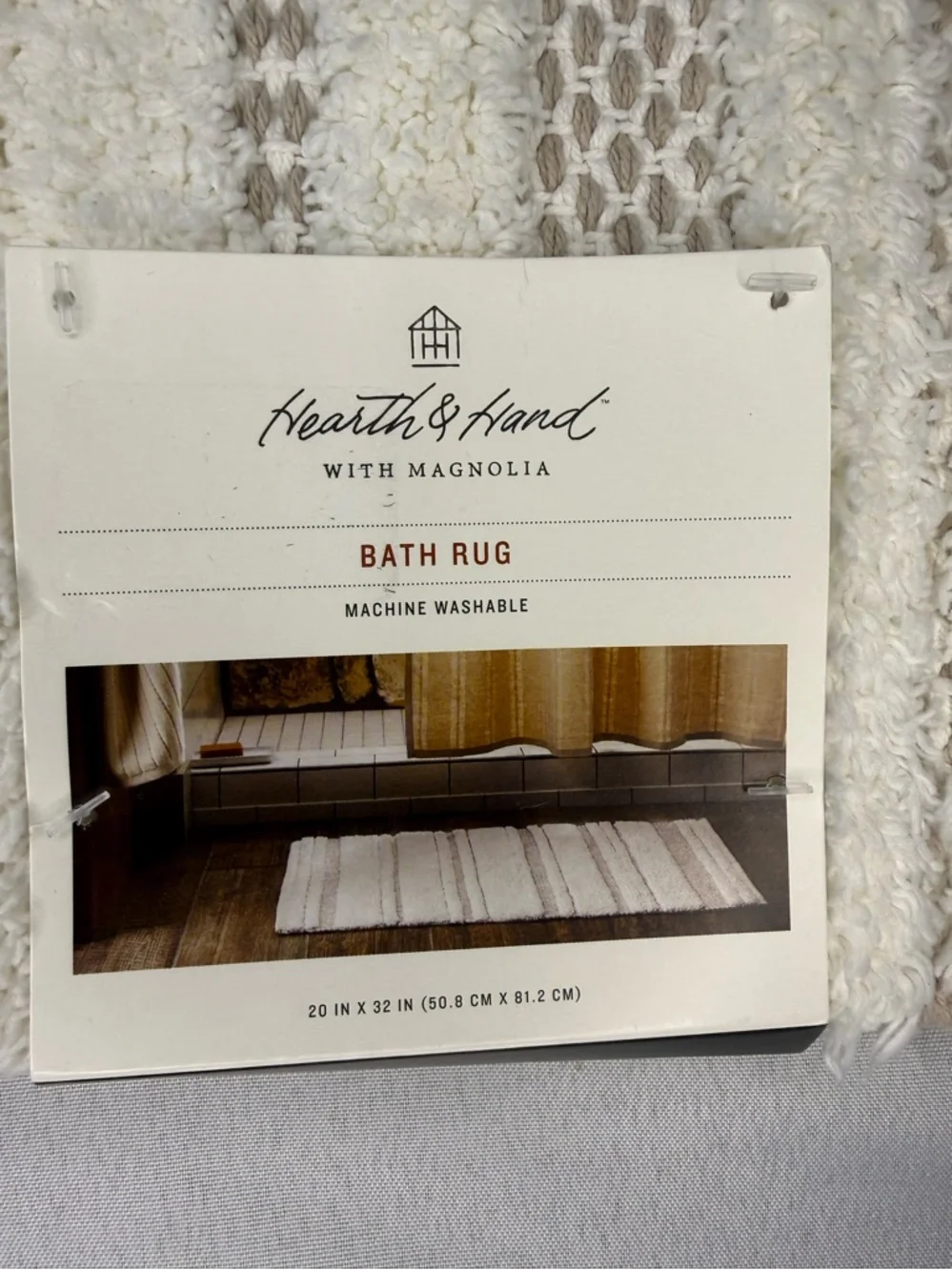 Hearth & Hand Classic Ribbed Cotton Bath Rug - Cream 20 in x 32 in NWT